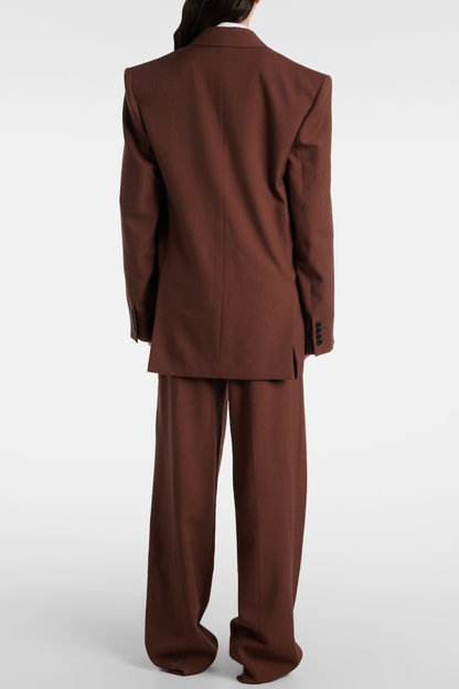 Lorra Double Breasted Wool Blazer - Brown