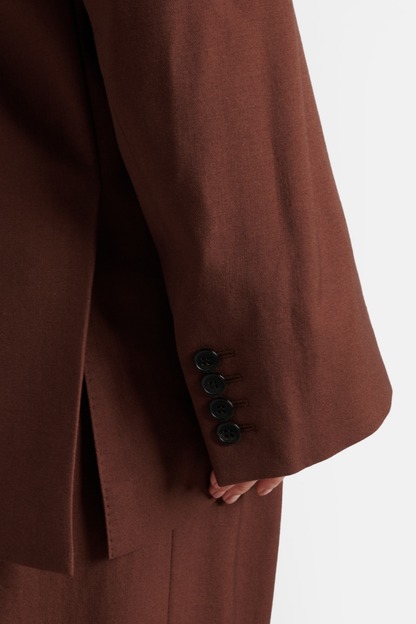 Lorra Double Breasted Wool Blazer - Brown