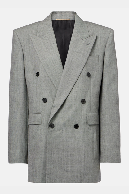 Lorra Double Breasted Wool Blazer - Grey