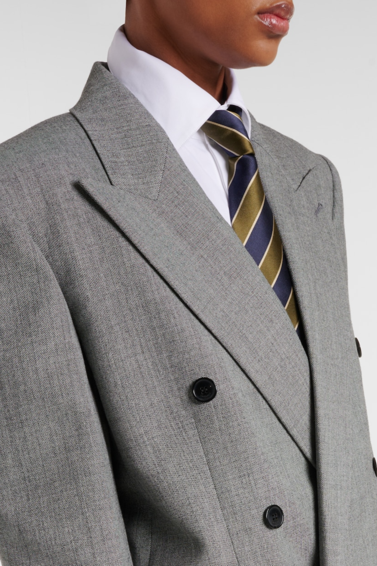 Lorra Double Breasted Wool Blazer - Grey