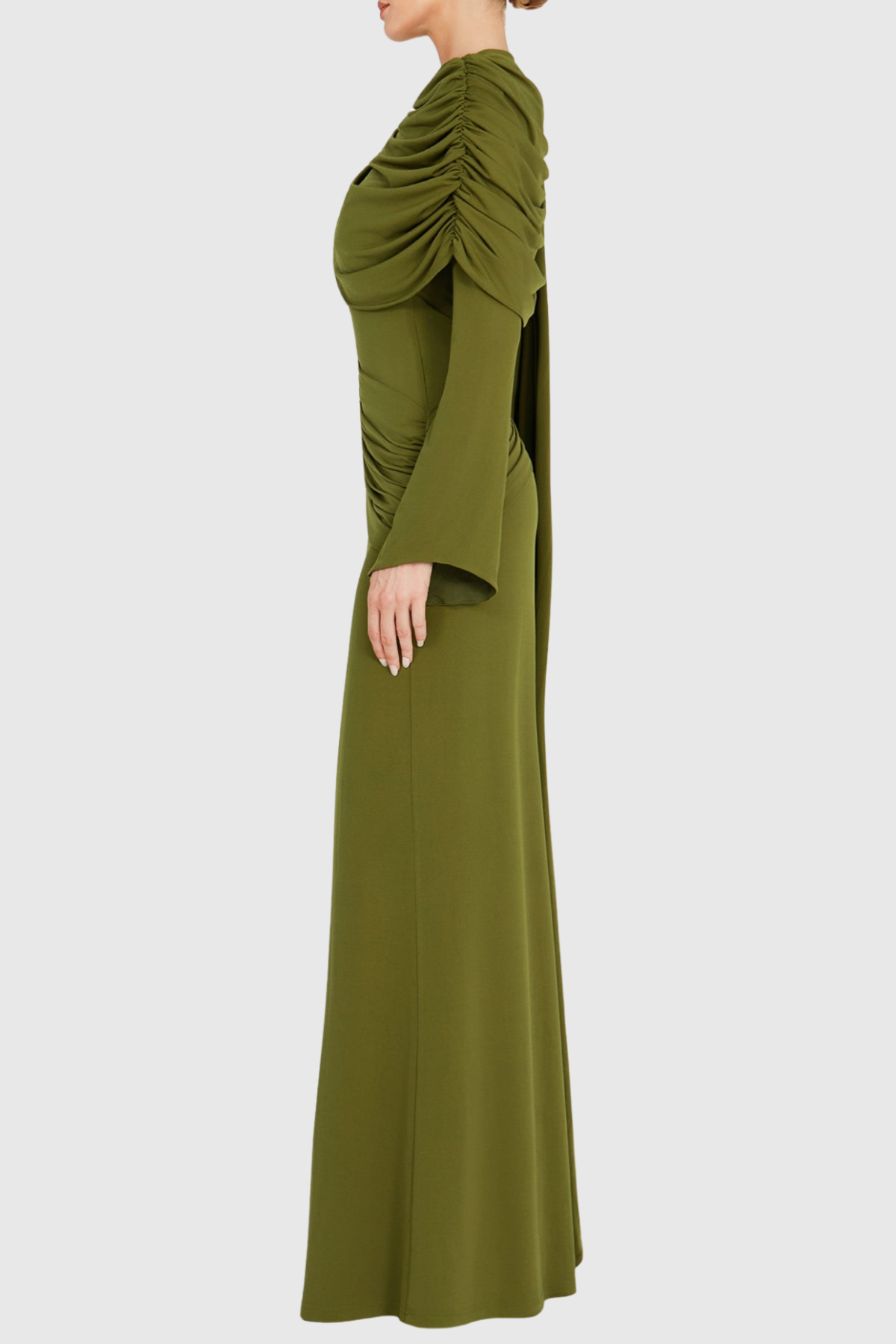 Louisa Shawl Draped Maxi Dress - Green