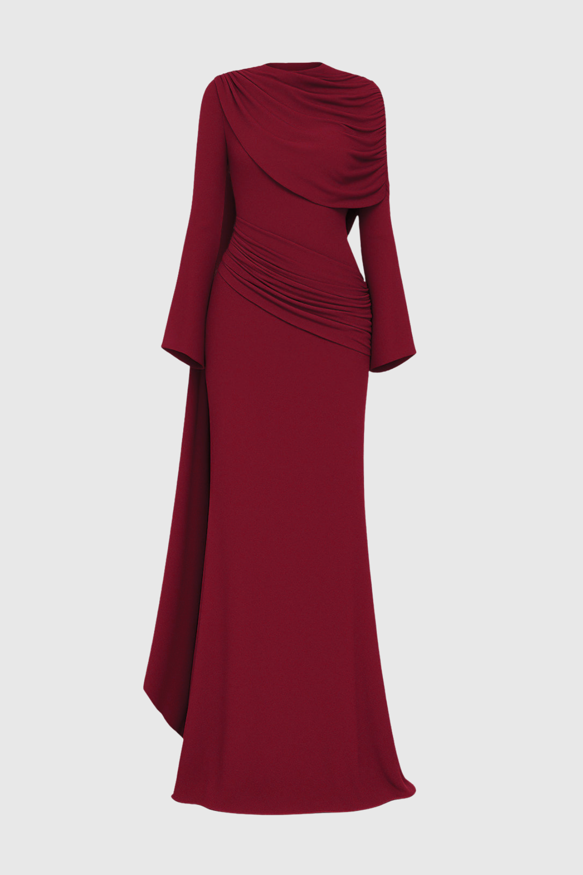 Louisa Shawl Draped Maxi Dress - Wine
