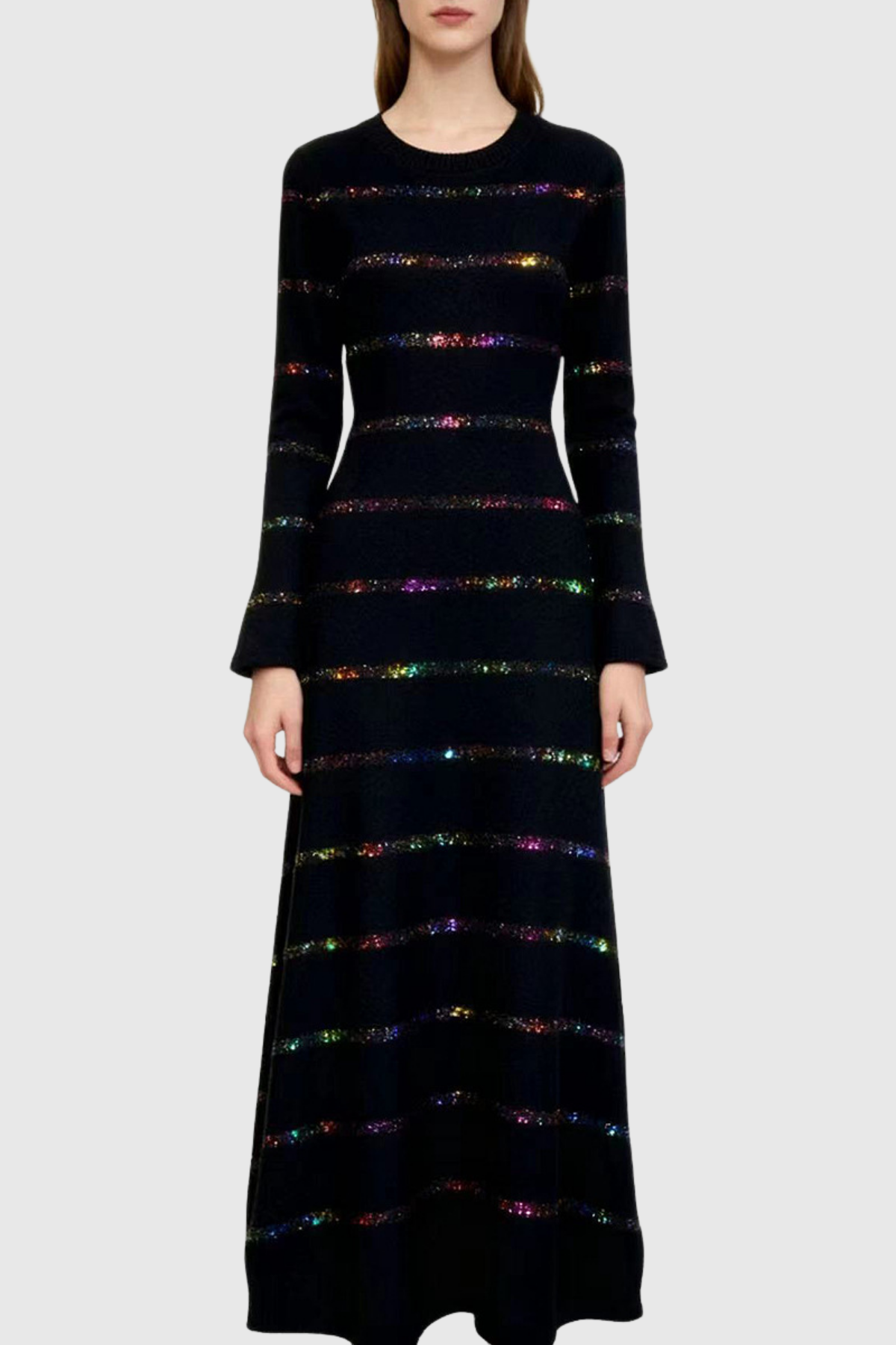 Lowo Sequin Embellished Knit Midi Dress