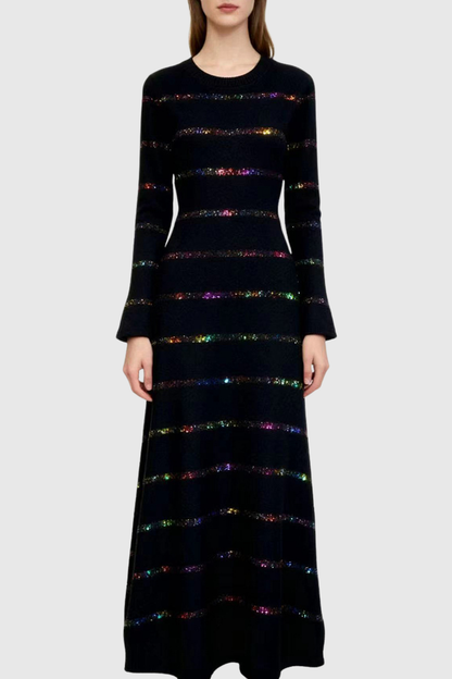 Lowo Sequin Embellished Knit Midi Dress