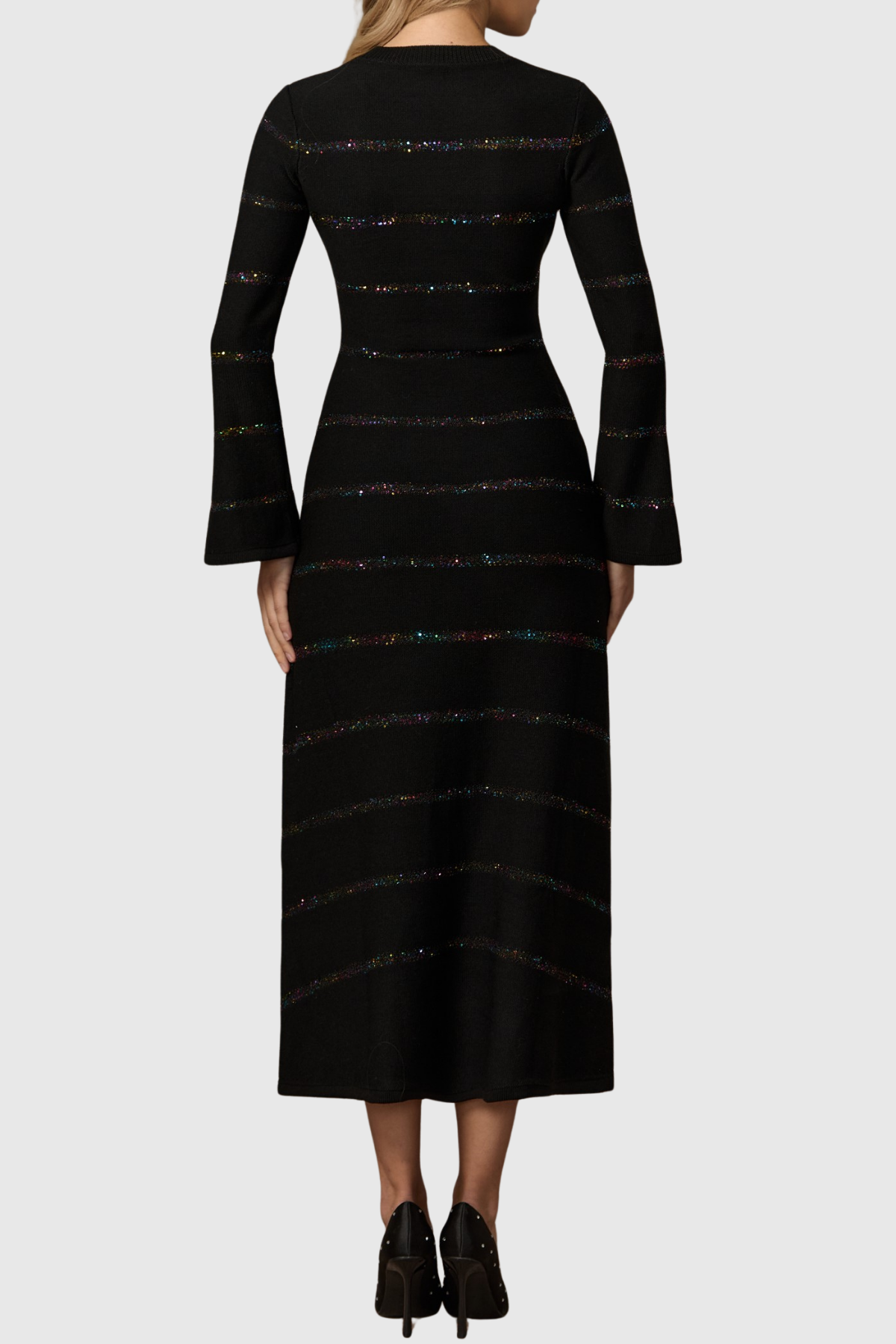 Lowo Sequin Embellished Knit Midi Dress
