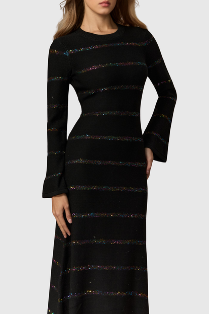 Lowo Sequin Embellished Knit Midi Dress