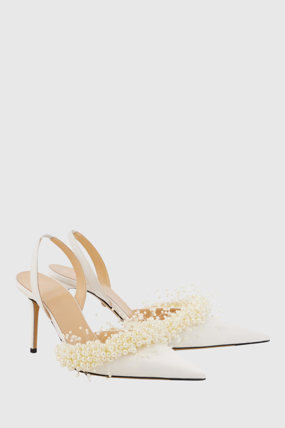 Lpril Pearl Satin Slingback Pumps
