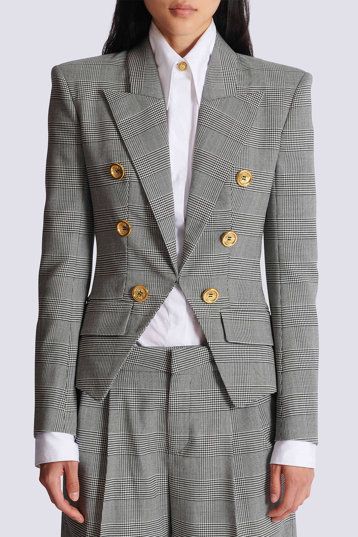 Lprol Plaid Buttoned Blazer