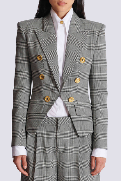 Lprol Plaid Buttoned Blazer