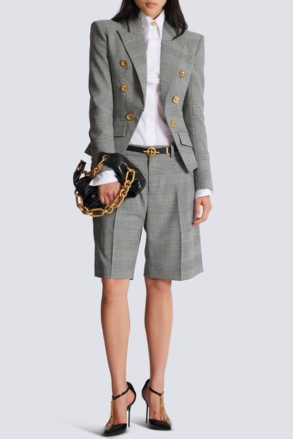 Lprol Plaid Buttoned Blazer