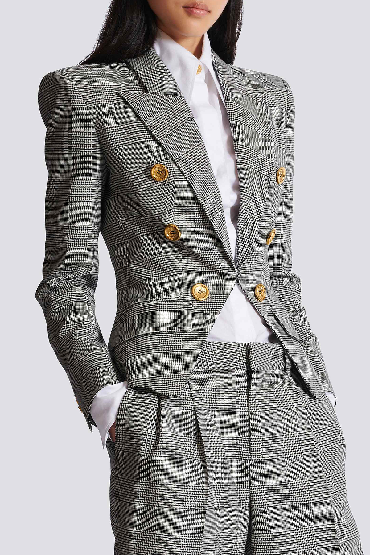 Lprol Plaid Buttoned Blazer