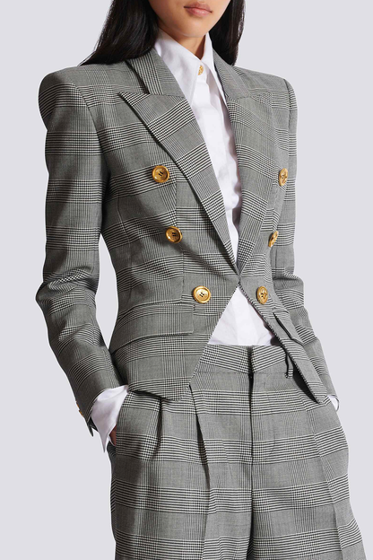 Lprol Plaid Buttoned Blazer