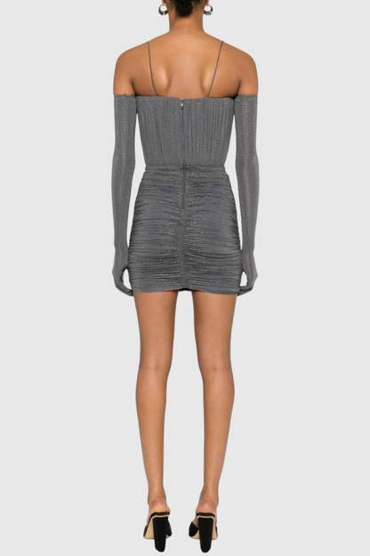 Lsanda Crystal Embellished Ruched Mini Dress