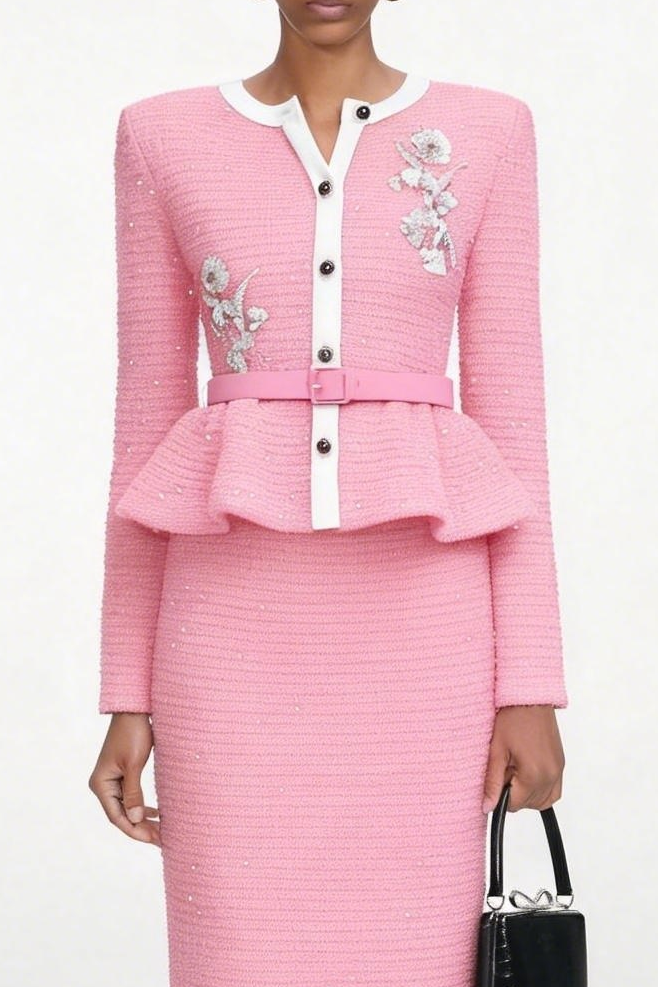 Luaia Floral Sequin Embellished Knit Top - Pink