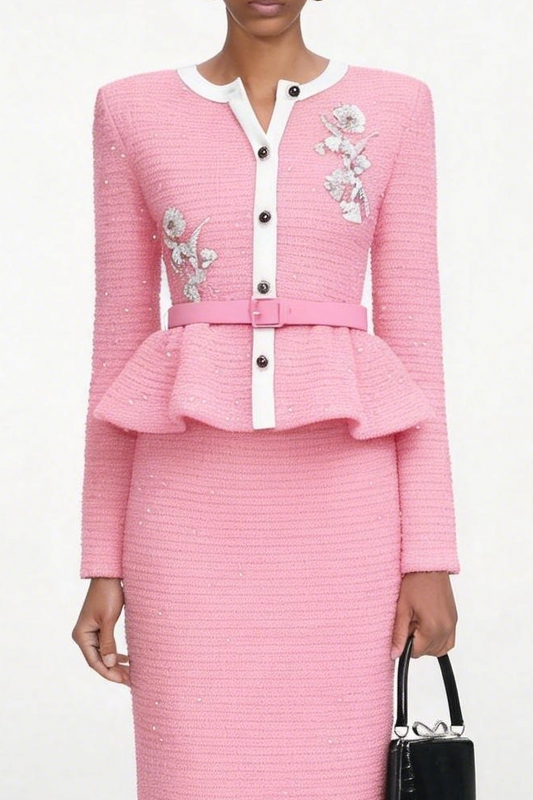 Luaia Floral Sequin Embellished Knit Top - Pink