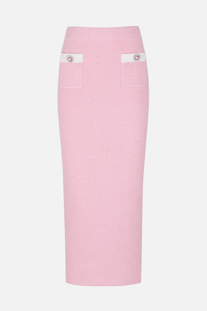 Luaia Floral Sequin Embellished Knit Top - Pink