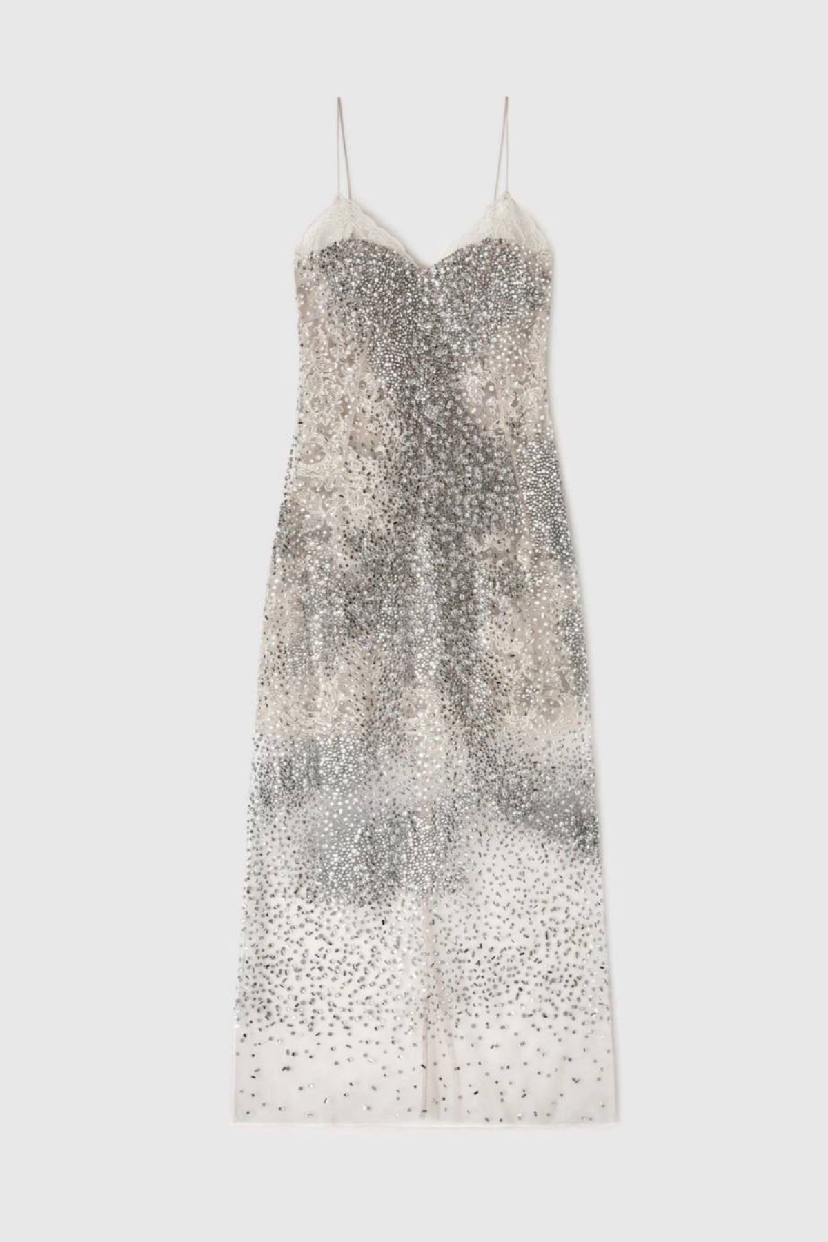 Lucie Crystal Embellished Midi Dress - Beige