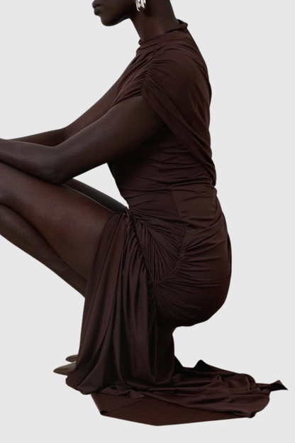 Dasani Asymmetric Sleeve Maxi Dress