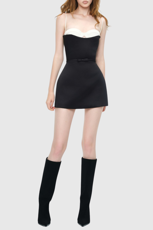 Lunaria Spaghetti Layer Mini Dress - Black