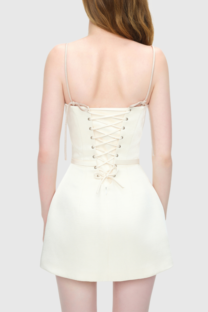 Lunaria Spaghetti Layer Mini Dress - White