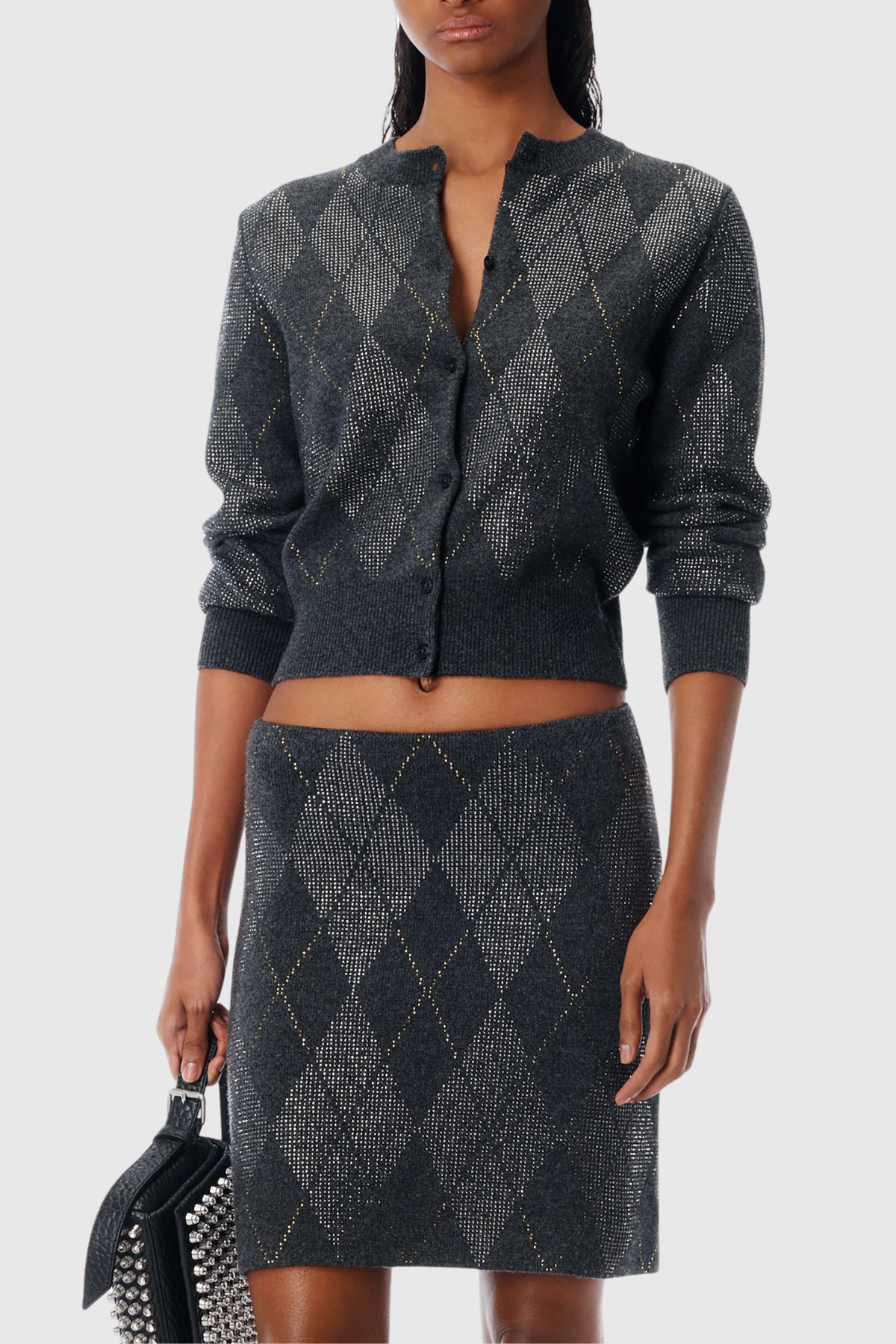 Lunet Argyle Crystal Embellished Cardigan