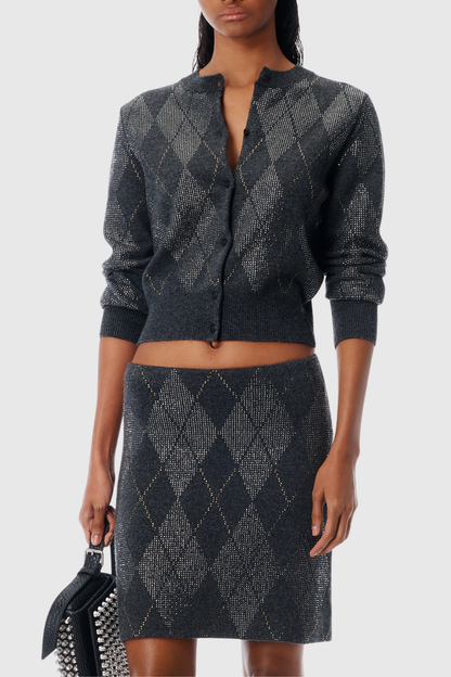 Lunet Argyle Crystal Embellished Cardigan