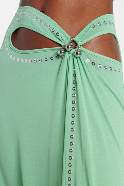Lupina Cutout Embellished Crop Top & Maxi Skirt Set