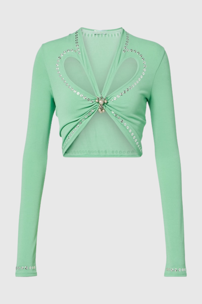 Lupina Cutout Embellished Crop Top & Maxi Skirt Set