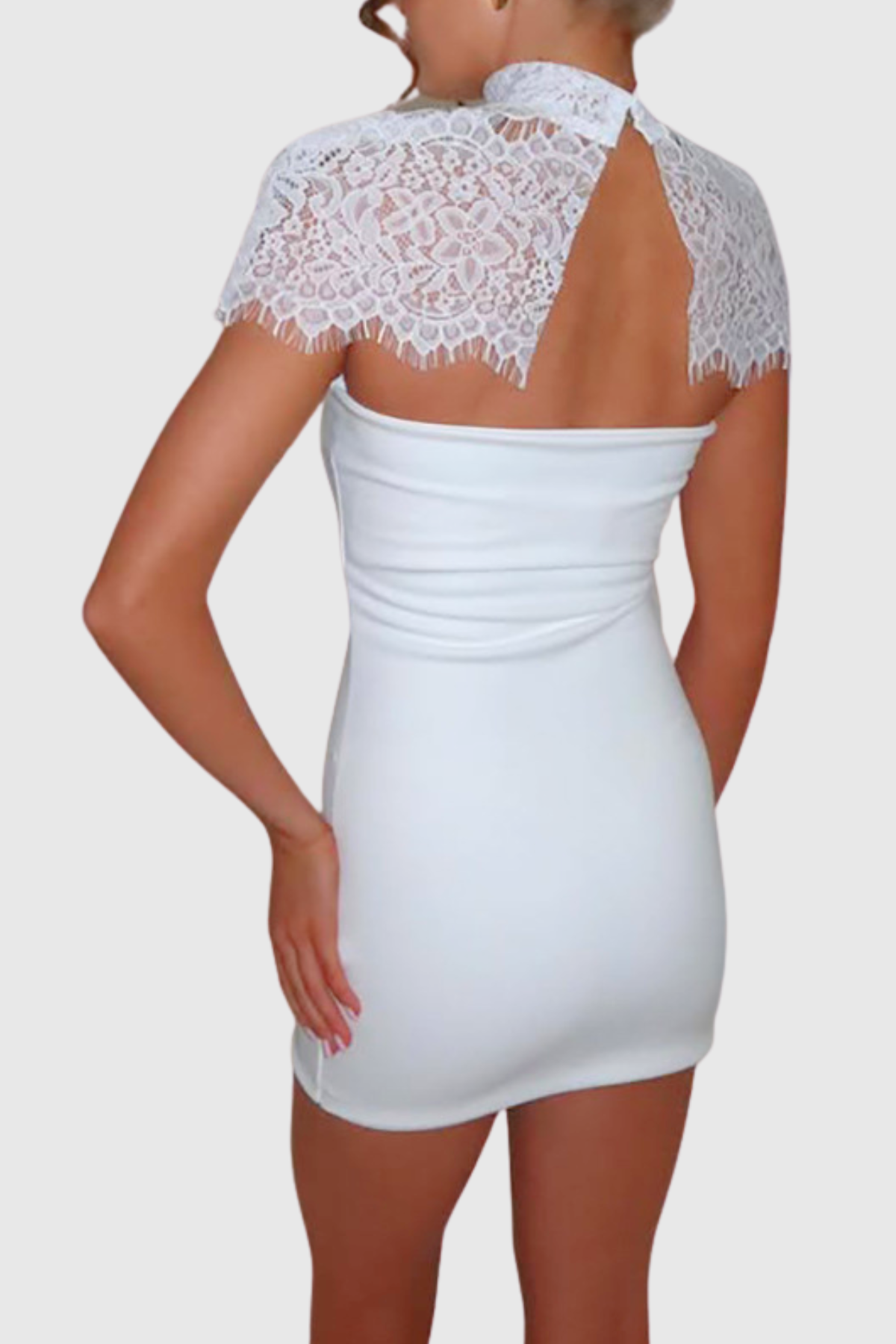 Lurysa Lace Cape Mini Dress - White