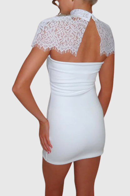 Lurysa Lace Cape Mini Dress - White
