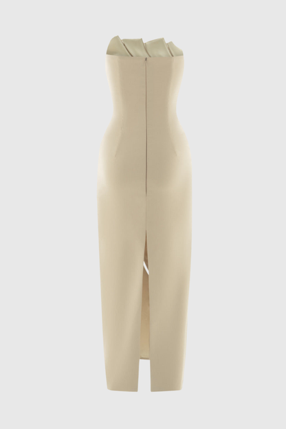 Lusen Strapless Asymmetric Maxi Dress