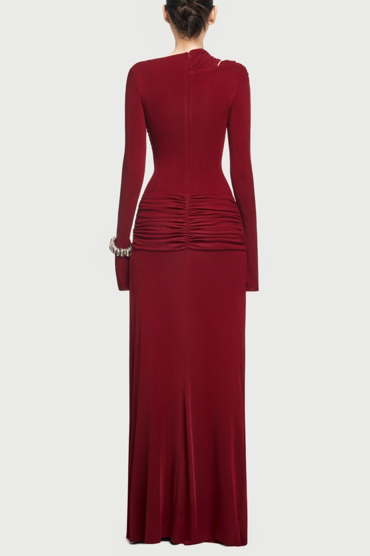 Lysander Asymmetrical Drape Cutout Maxi Dress - Wine