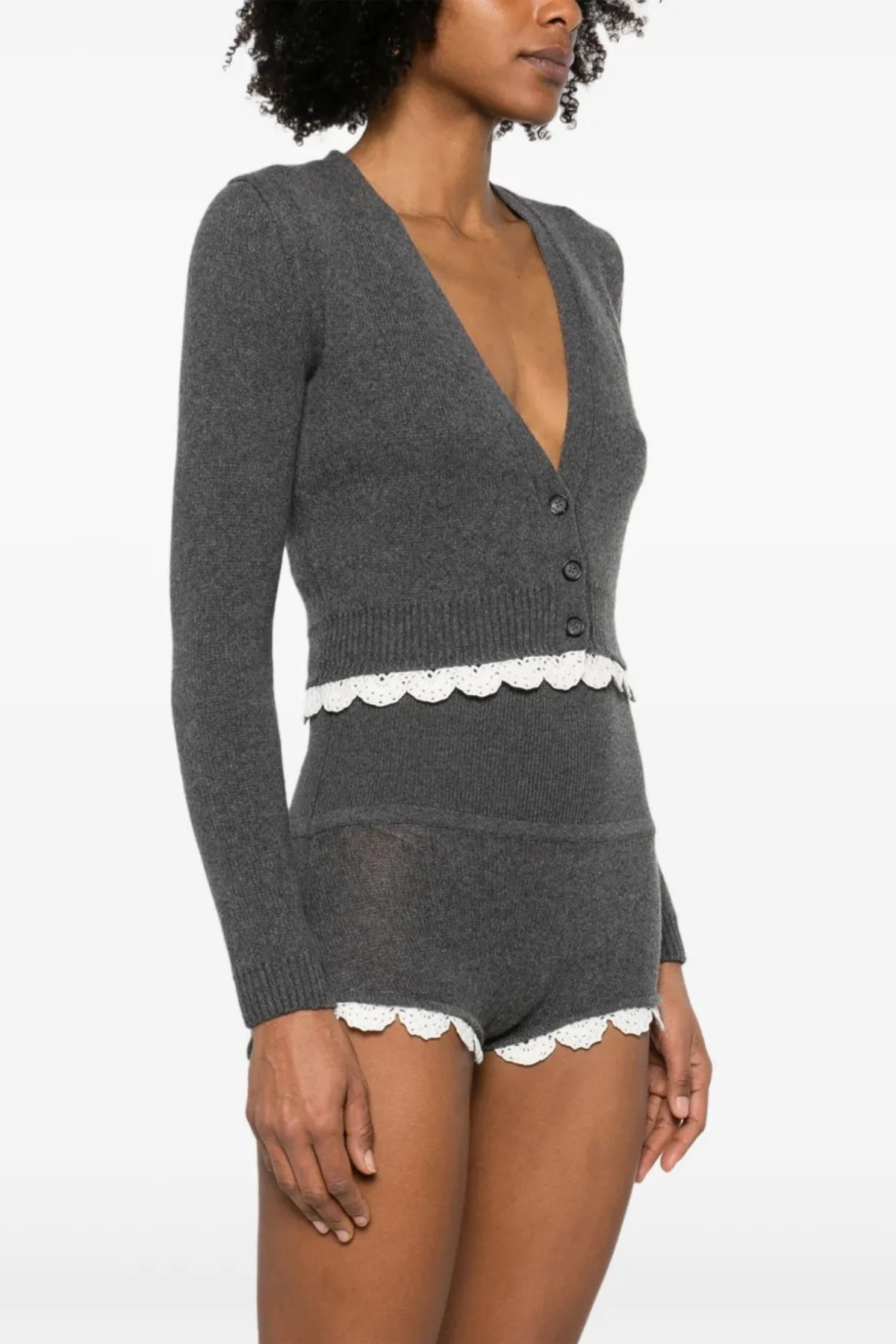 Magni Lace-trim Cardigan & Shorts Set