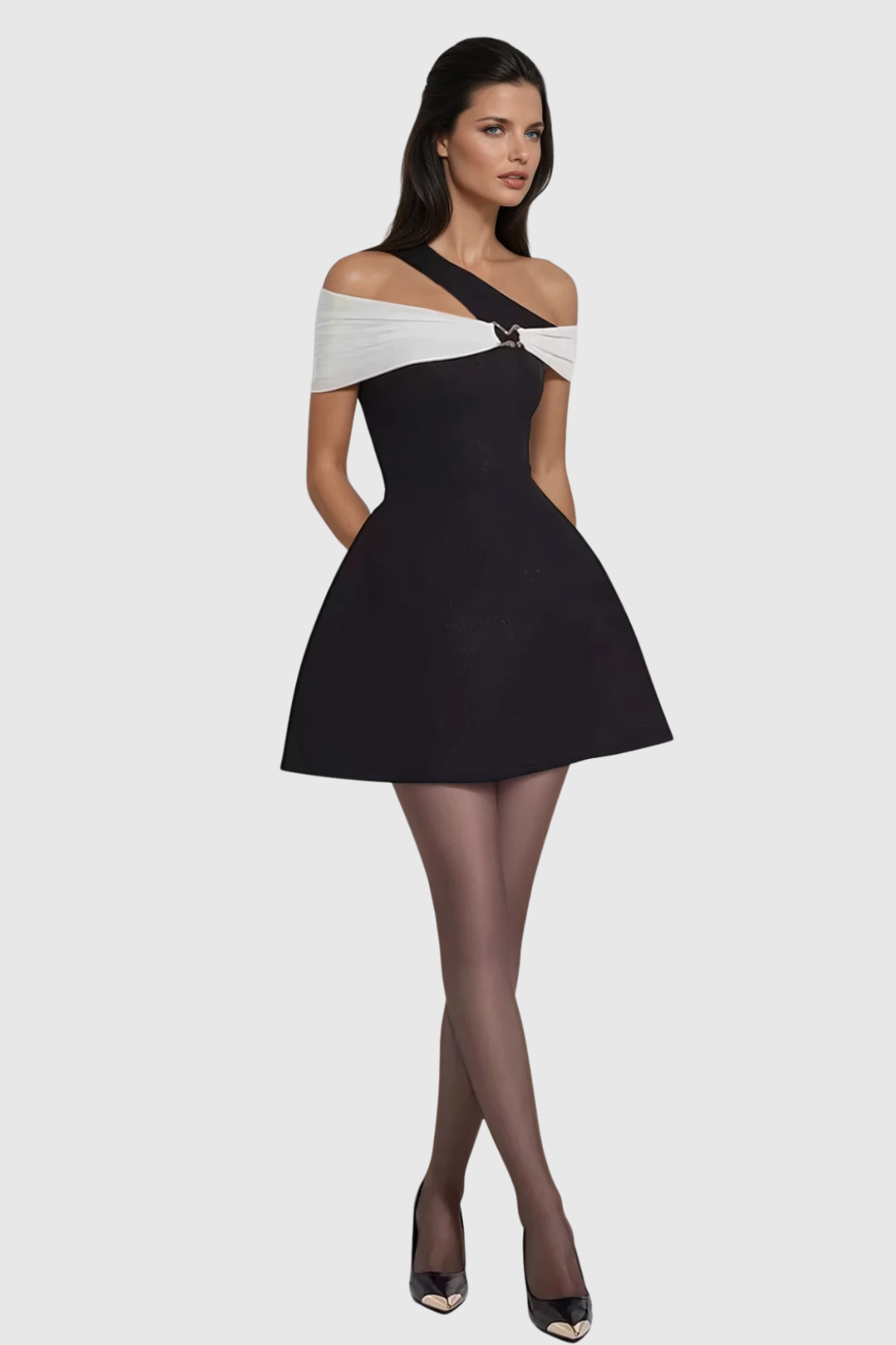 Mahala Asymmetric Off Shoulder Mini Dress
