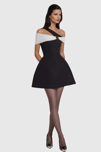 Mahala Asymmetric Off Shoulder Mini Dress