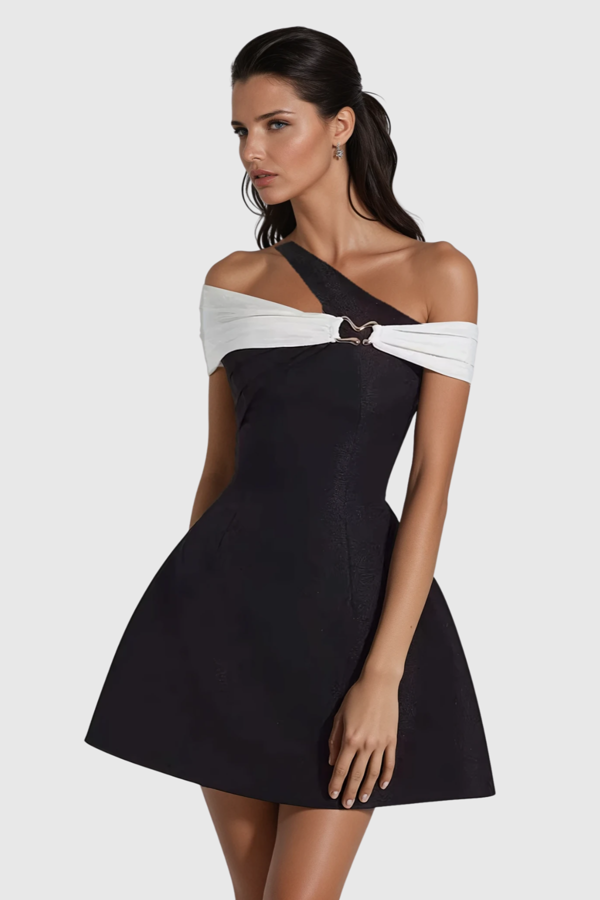 Mahala Asymmetric Off Shoulder Mini Dress
