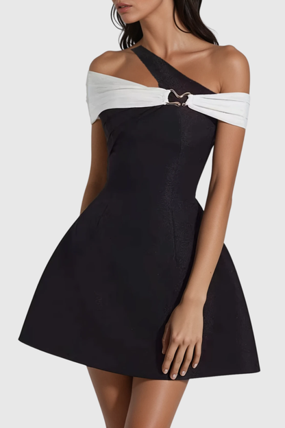 Mahala Asymmetric Off Shoulder Mini Dress
