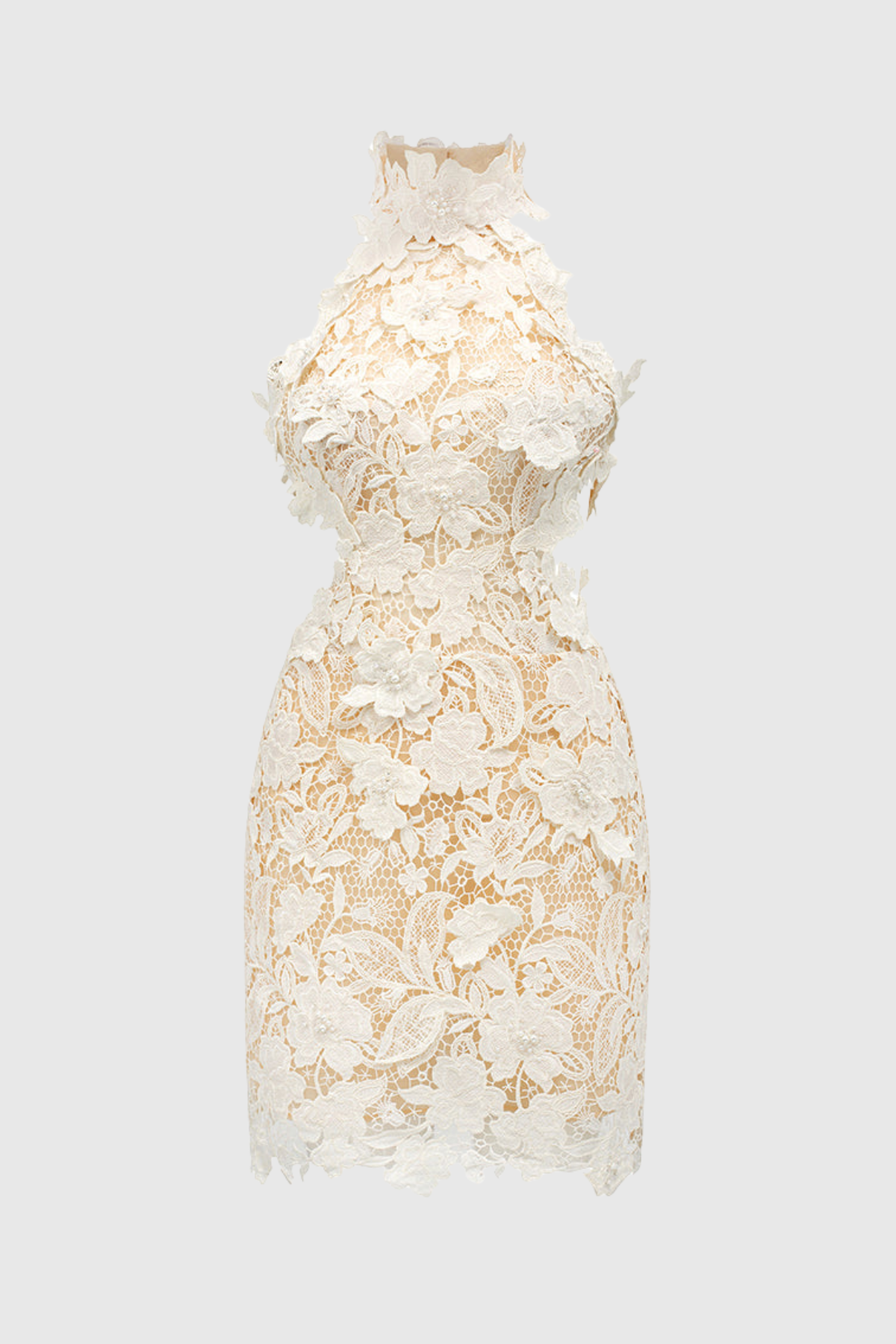 Makena Floral Lace Mini Dress - White