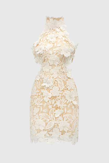 Makena Floral Lace Mini Dress - White