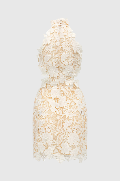 Makena Floral Lace Mini Dress - White