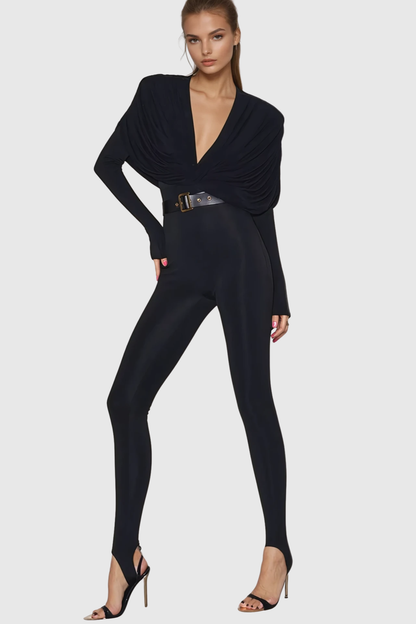 Malaci Plunge Draped Jumpsuit
