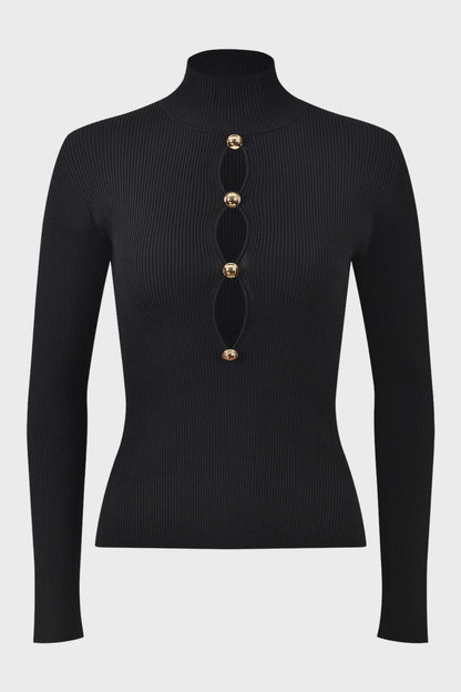 Malca Cutout Knit Top - Black