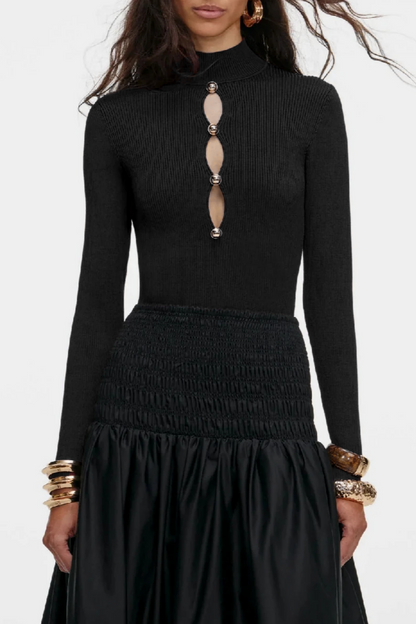 Malca Cutout Knit Top - Black