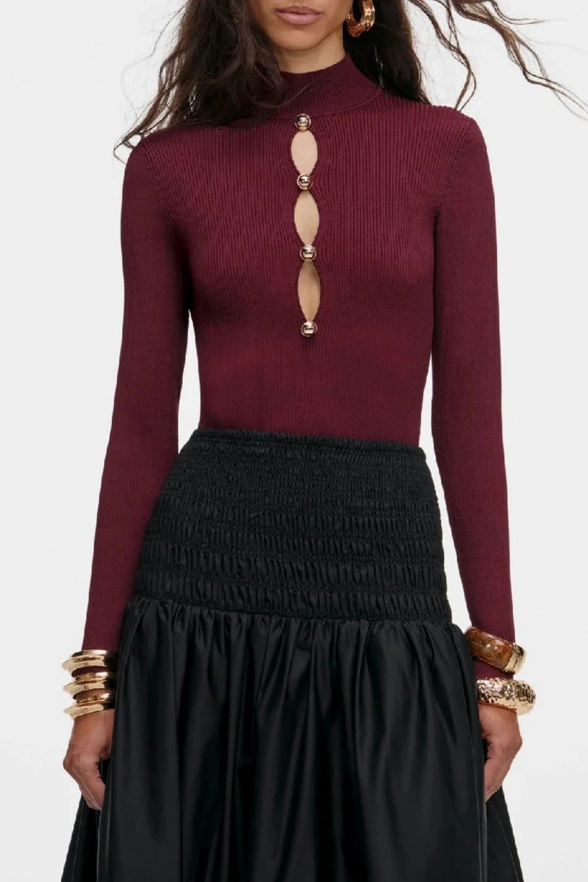 Malca Cutout Knit Top - Wine
