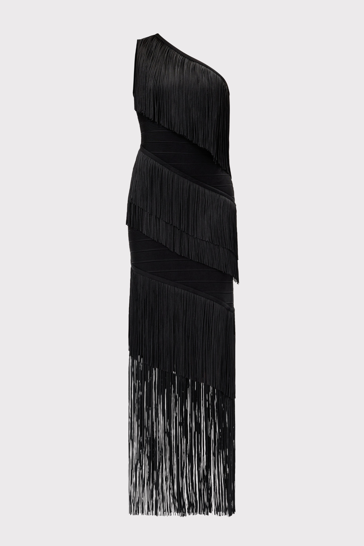 Malik One Shoulder Fringe Maxi Bandage Dress