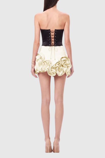 Mamie Strapless Corset & Mini Skirt Set - Beige