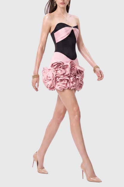 Mamie Strapless Corset & Mini Skirt Set - Pink
