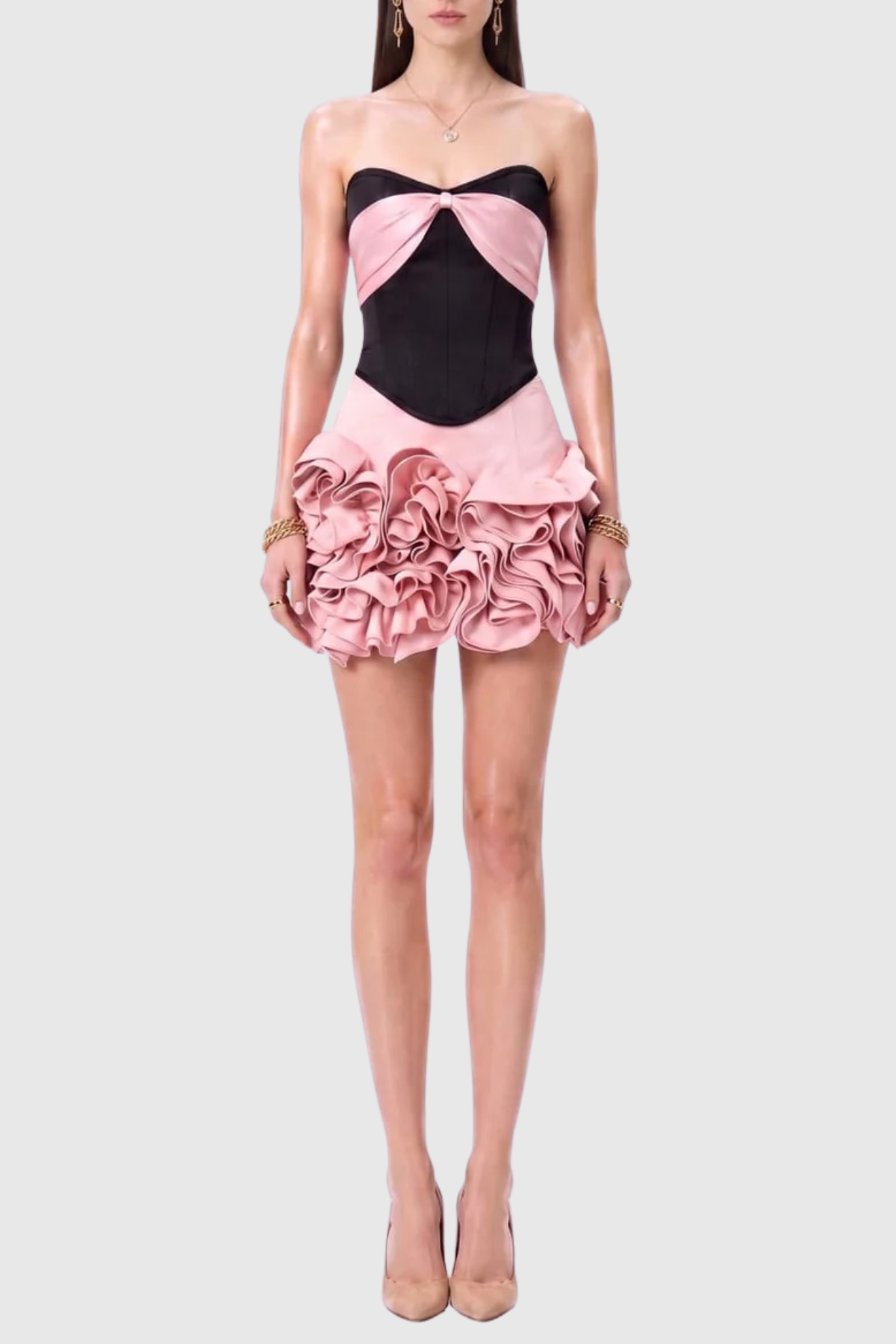 Mamie Strapless Corset & Mini Skirt Set - Pink