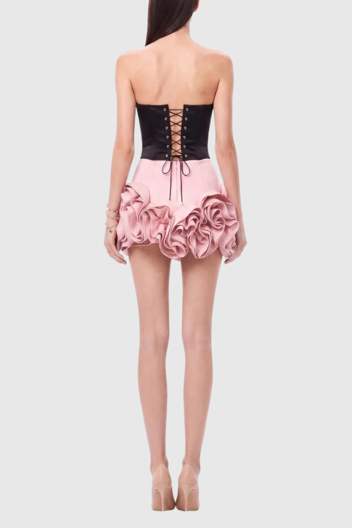Mamie Strapless Corset & Mini Skirt Set - Pink