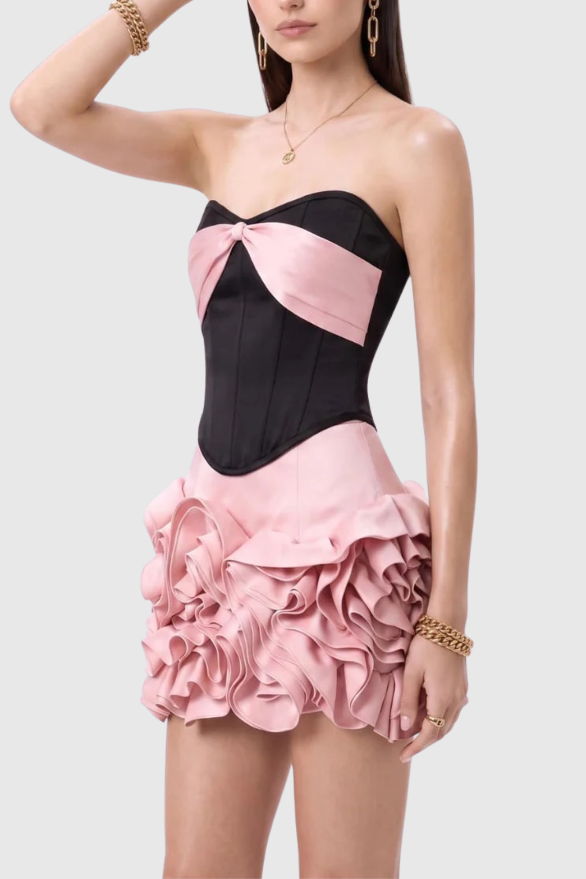 Mamie Strapless Corset & Mini Skirt Set - Pink